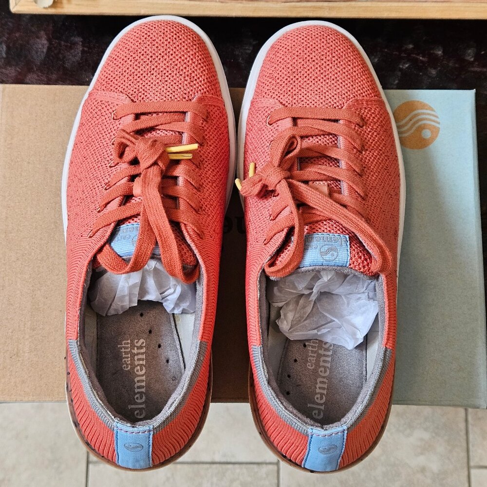 NIB Earth Elements Men's Anton Casual Knit Sneaker, Ginger Red/Coral - Picture 6 of 16